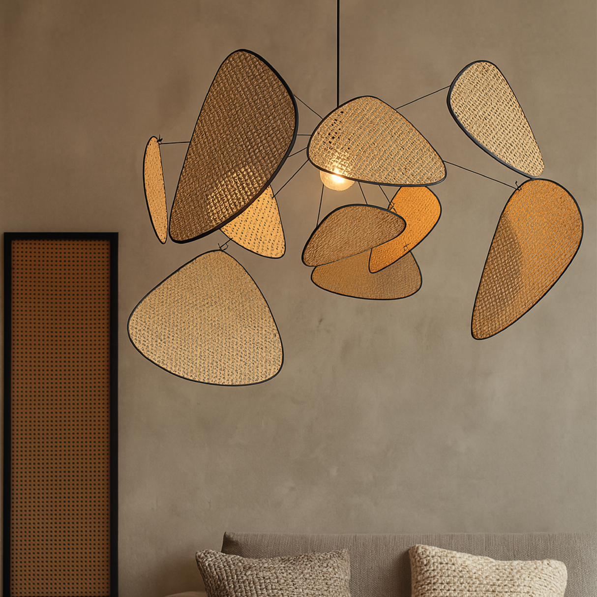 Modern Rattan Pendant Light  Natural Woven Panels Design - Product detail 5