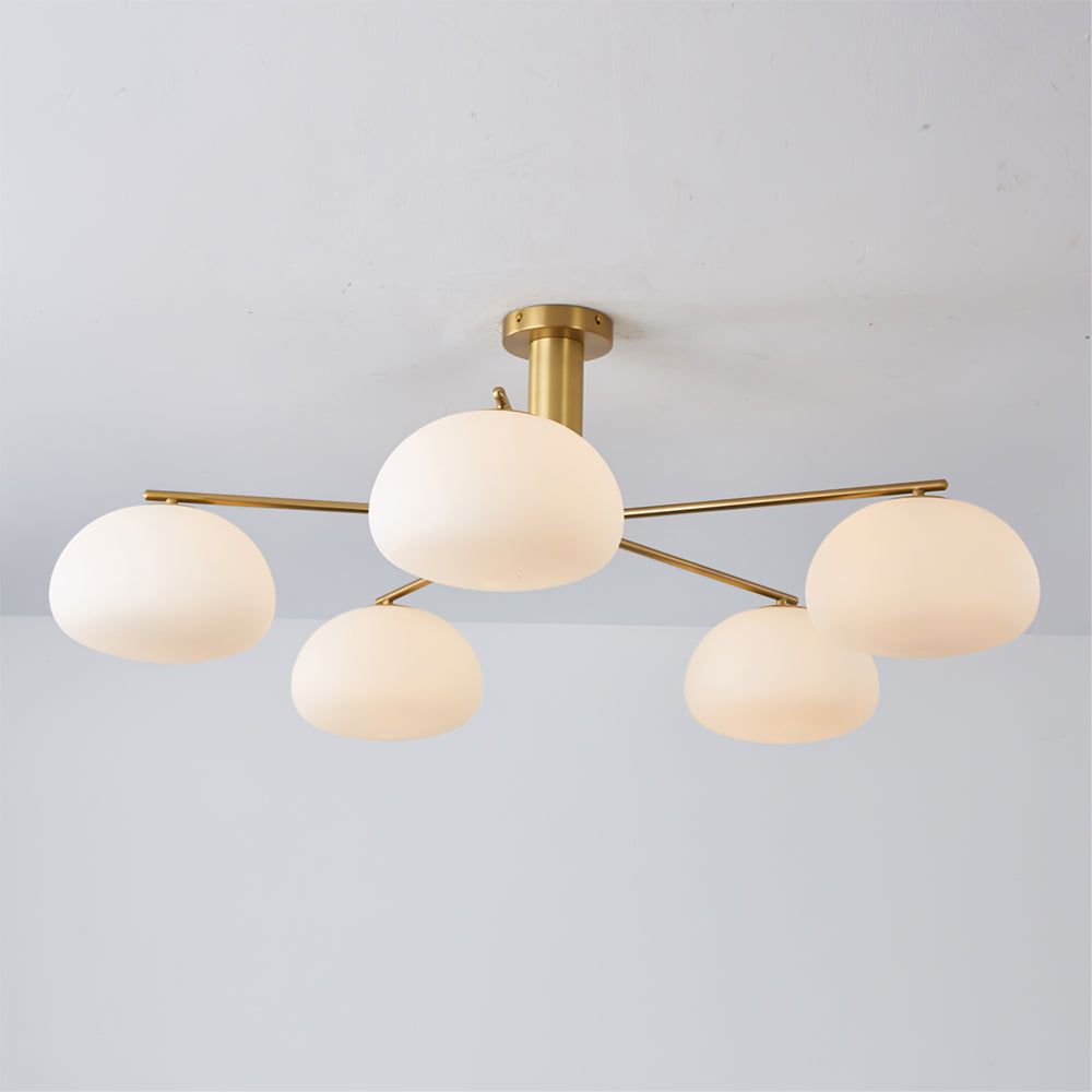 Modern Sputnik Ceiling Light  Brass Frame White Glass Shades - Product detail 9
