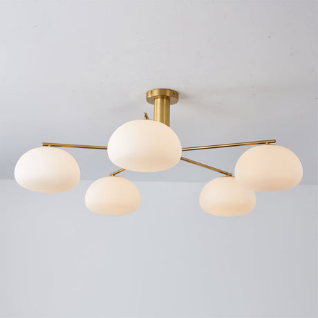 Modern Sputnik Ceiling Light  Brass Frame White Glass Shades - Product detail 9
