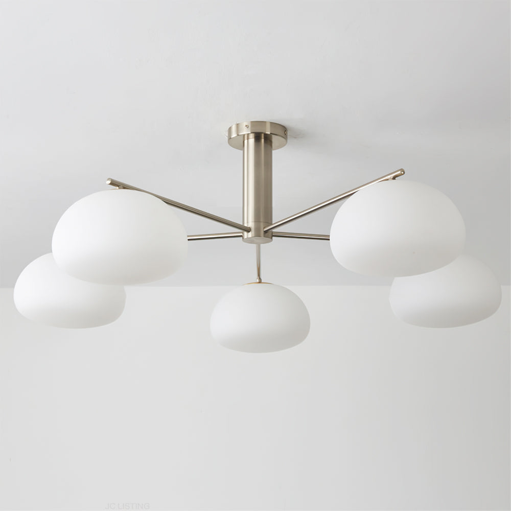 Modern Sputnik Ceiling Light  Brass Frame White Glass Shades - Product detail 7