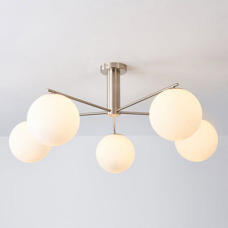 Modern Sputnik Ceiling Light  Brass Frame White Glass Shades - Product detail 12