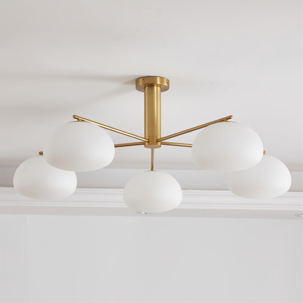 Modern Sputnik Ceiling Light  Brass Frame White Glass Shades - Product detail 8