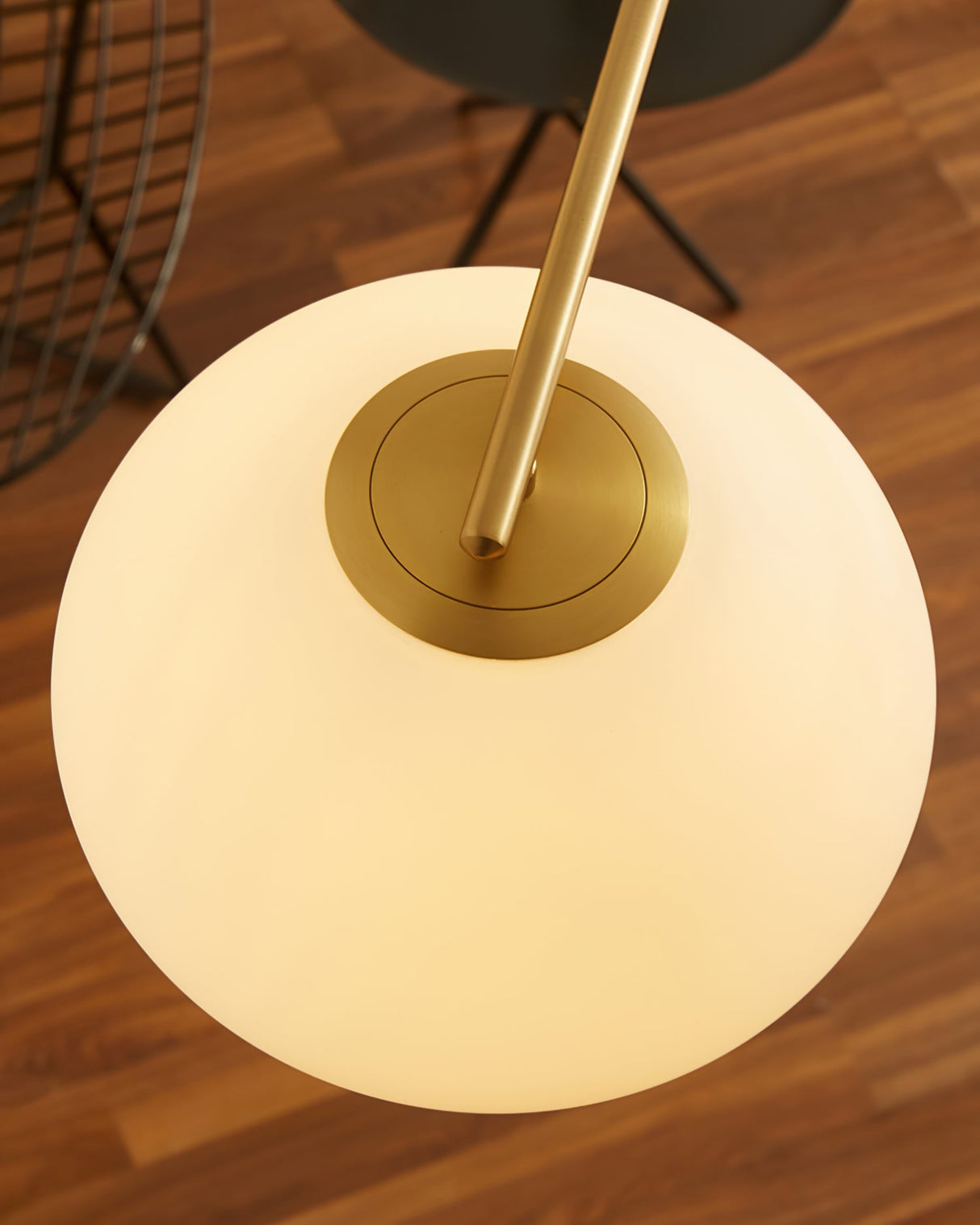 Modern Sputnik Ceiling Light  Brass Frame White Glass Shades - Product detail 4