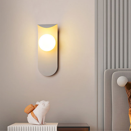 Scandinavian Wall Lamp  Black Metal With Glass Globe - Detailed view