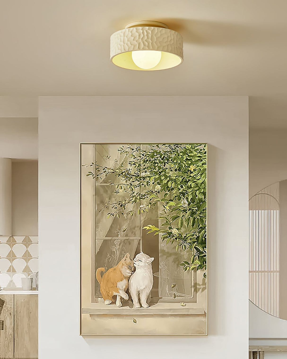 Modern Ceiling Light  Textured White Glass Shade - Product detail 7