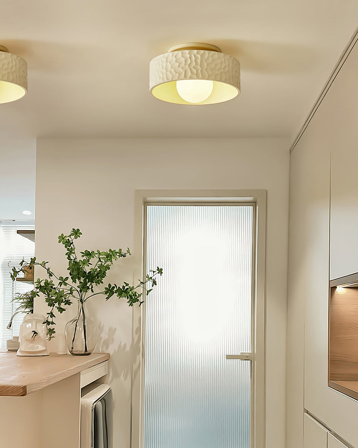 Modern Ceiling Light  Textured White Glass Shade - Product detail 8
