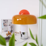 Modern Glass Table Lamp  Orange Dome Shade Metal Base - Product detail 7