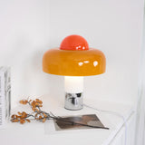 Modern Glass Table Lamp  Orange Dome Shade Metal Base - Product detail 4