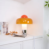 Modern Glass Table Lamp  Orange Dome Shade Metal Base - Product detail 10