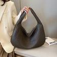Woven Leather Hobo Bag  Interlaced Pattern Design - Product showcase