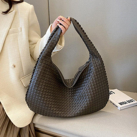 Woven Leather Hobo Bag  Interlaced Pattern Design - Product showcase
