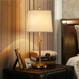 Classic Brass Table Lamp  White Linen Shade  Adjustable Height - Product detail 4