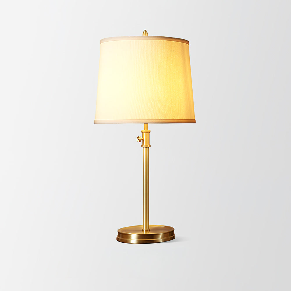 Classic Brass Table Lamp  White Linen Shade  Adjustable Height - Product detail 13