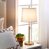 Classic Brass Table Lamp  White Linen Shade  Adjustable Height - Product detail 11