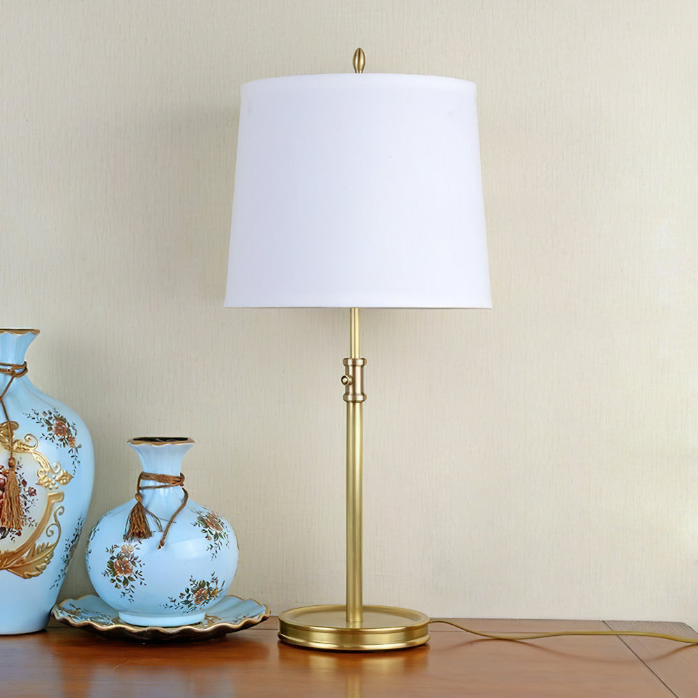 Classic Brass Table Lamp  White Linen Shade  Adjustable Height - Product detail 6