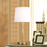 Classic Brass Table Lamp  White Linen Shade  Adjustable Height - Product example