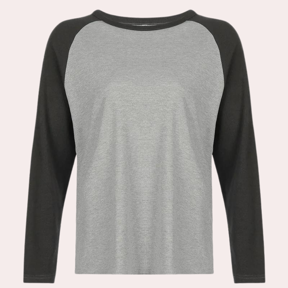 Essential Cotton Raglan Top  Two-Tone Long Sleeve Design - Product showcase