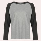 Essential Cotton Raglan Top  Two-Tone Long Sleeve Design - Product showcase