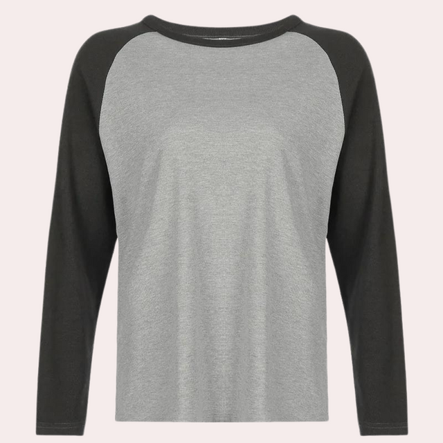 Essential Cotton Raglan Top  Two-Tone Long Sleeve Design - Product showcase