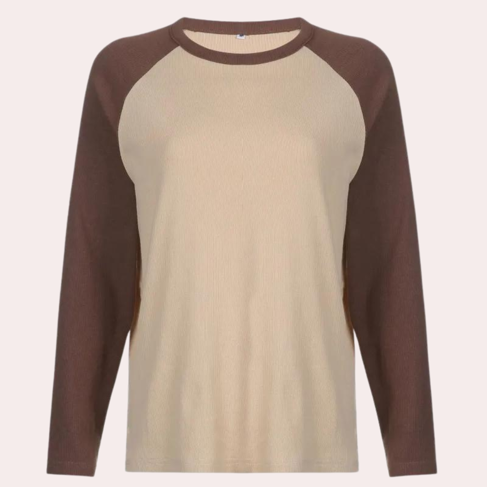 Essential Cotton Raglan Top  Two-Tone Long Sleeve Design - Product detail 8
