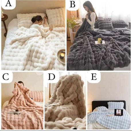 Faux Fur Throw Blanket  Ultra Soft Plush Gray Texture - Product example