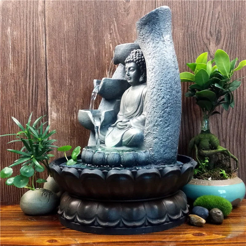 Zen Buddha Fountain  Indoor Cascading Water Feature - Product example