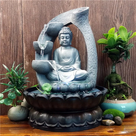Zen Buddha Fountain  Indoor Cascading Water Feature - Product showcase