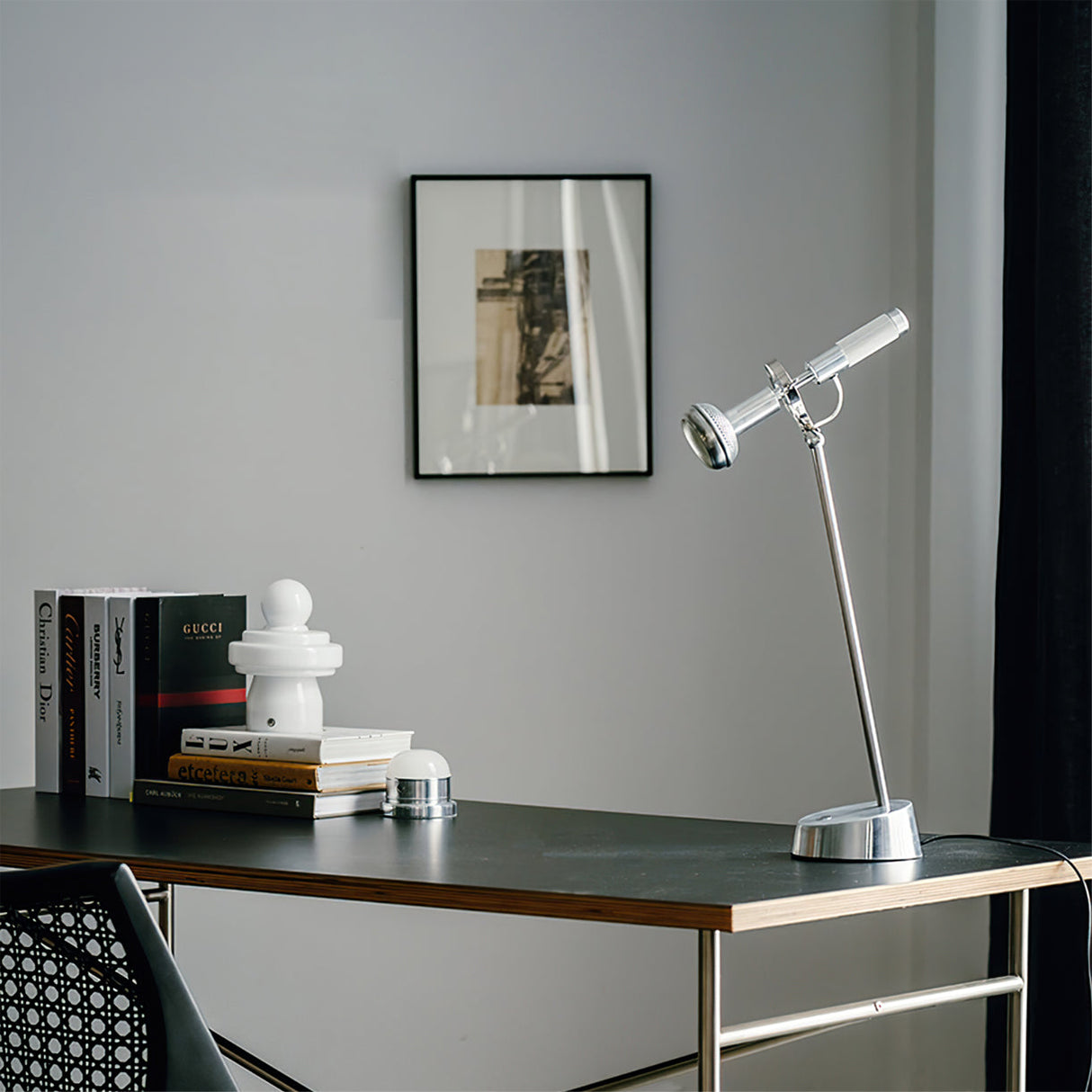Industrial Table Lamp  Adjustable Chrome Metal Design - Detailed view