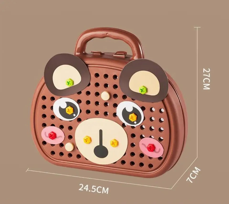 Kids Construction Toy Set  Electric Drill Tool Kit with Bear Carry Case - Product detail 4