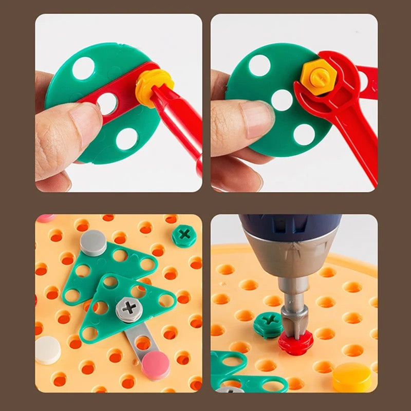 Kids Construction Toy Set  Electric Drill Tool Kit with Bear Carry Case - Product detail 5