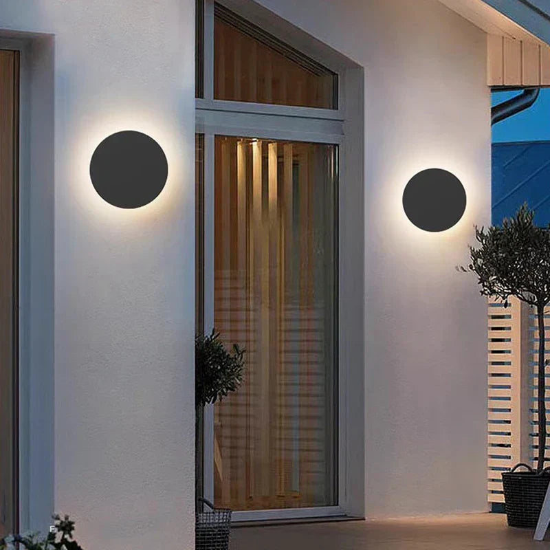Modern Outdoor Wall Light  Round Aluminum Backlit Design - Product example