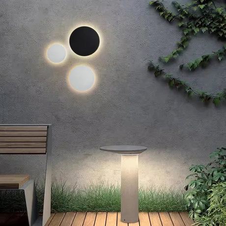 Modern Outdoor Wall Light  Round Aluminum Backlit Design - Product showcase