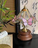 Butterfly Table Lamp  Tiffany Glass Shade with Pink Wings - Product detail 6