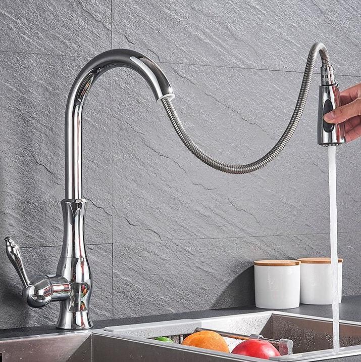 Modern Pull-Out Kitchen Faucet  Brushed Stainless Steel Design - Product example