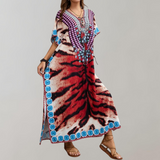 Bohemian Maxi Dress  Snake Print with Floral Border - Product detail 4