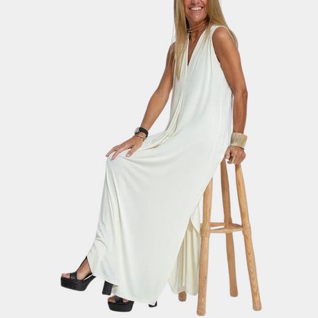 Elegant Maxi Dress  V-Neck Sleeveless A-Line Design - Product detail 8