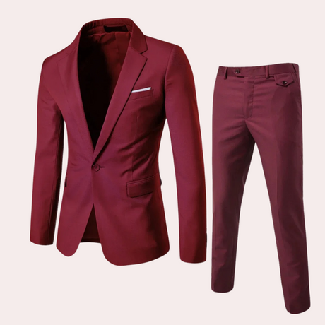 Modern Slim Fit Suit  Premium Burgundy Two-Piece Design - Product showcase
