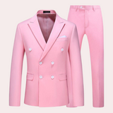 Mens Double Breasted Suit Set  Premium White Cotton Blend - Product detail 9