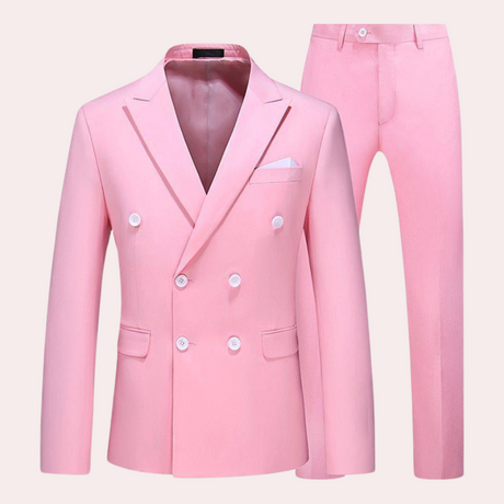 Mens Double Breasted Suit Set  Premium White Cotton Blend - Product detail 9
