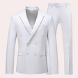 Mens Double Breasted Suit Set  Premium White Cotton Blend - Product detail 7
