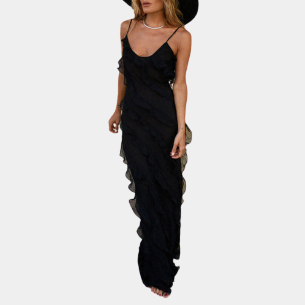 Evening Maxi Dress  Cascading Ruffle Design - Product detail 4