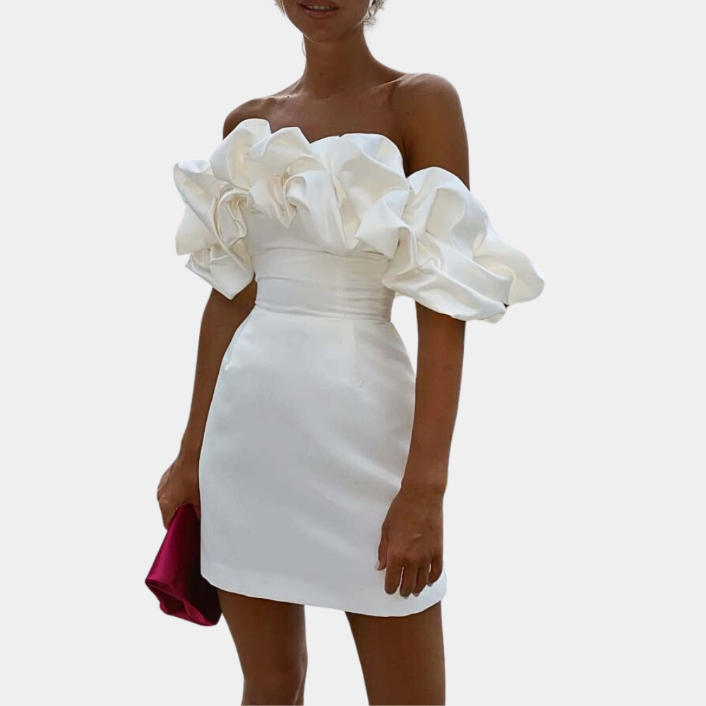Elegant Mini Dress  Off-Shoulder Ruffle Design - Product example