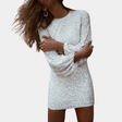 Sequin Mini Dress  Long Sleeve White Party Design - Product detail 5