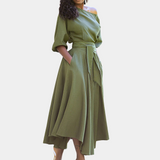 Elegant Off-Shoulder Maxi Dress  Burgundy A-Line with Tie Waist - Product detail 8
