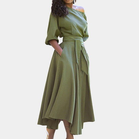 Elegant Off-Shoulder Maxi Dress  Burgundy A-Line with Tie Waist - Product detail 8