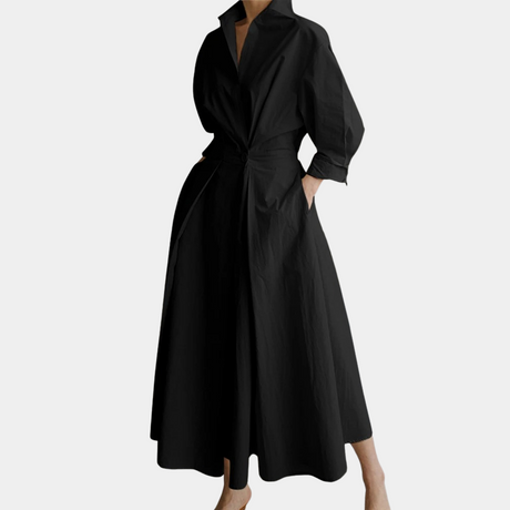 Classic Maxi Shirt Dress  Full Length Cotton Blend Design - Product detail 5