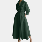 Classic Maxi Shirt Dress  Full Length Cotton Blend Design - Detailed view