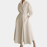 Classic Maxi Shirt Dress  Full Length Cotton Blend Design - Product example
