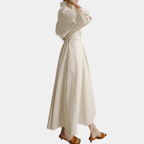 Classic Maxi Shirt Dress  Full Length Cotton Blend Design - Product detail 7