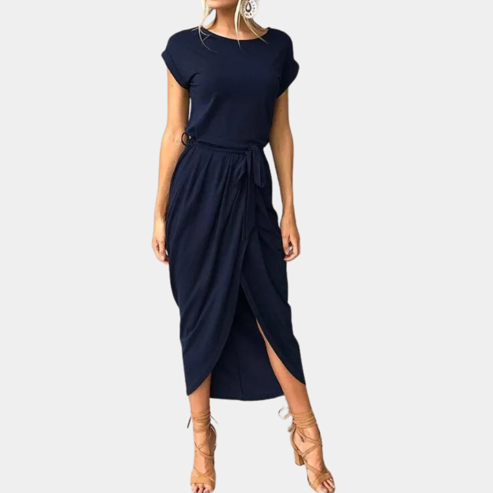 Draped Midi Dress  Olive Green Wrap Design - Product detail 8